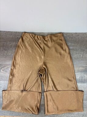 Joie Satin Finish Cropped Wide-Leg Palazzo Pants | Caramel Brown | Size 10